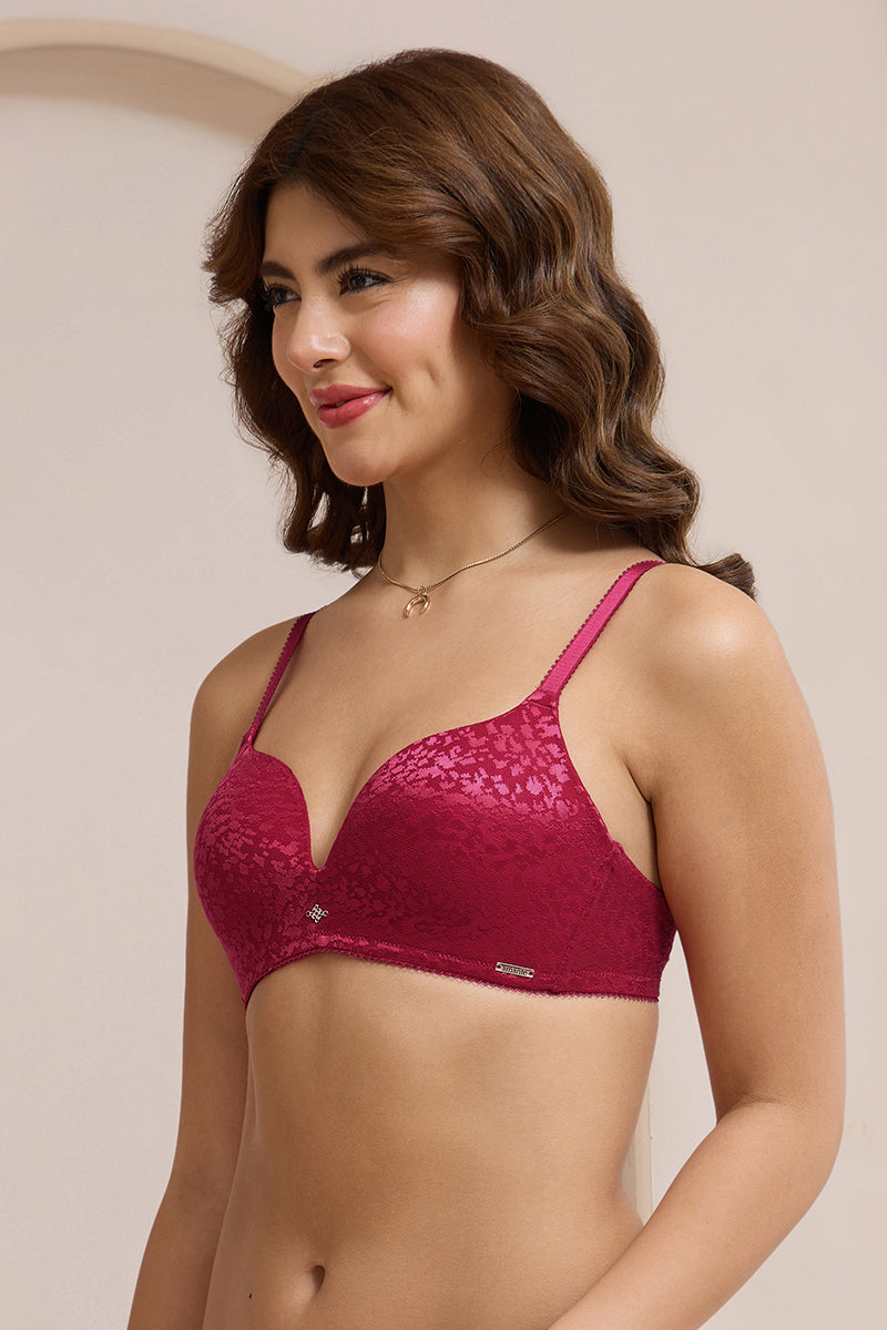 Allure Plunge Padded Non-Wired Bra - Persian Red - Image 3 of 6