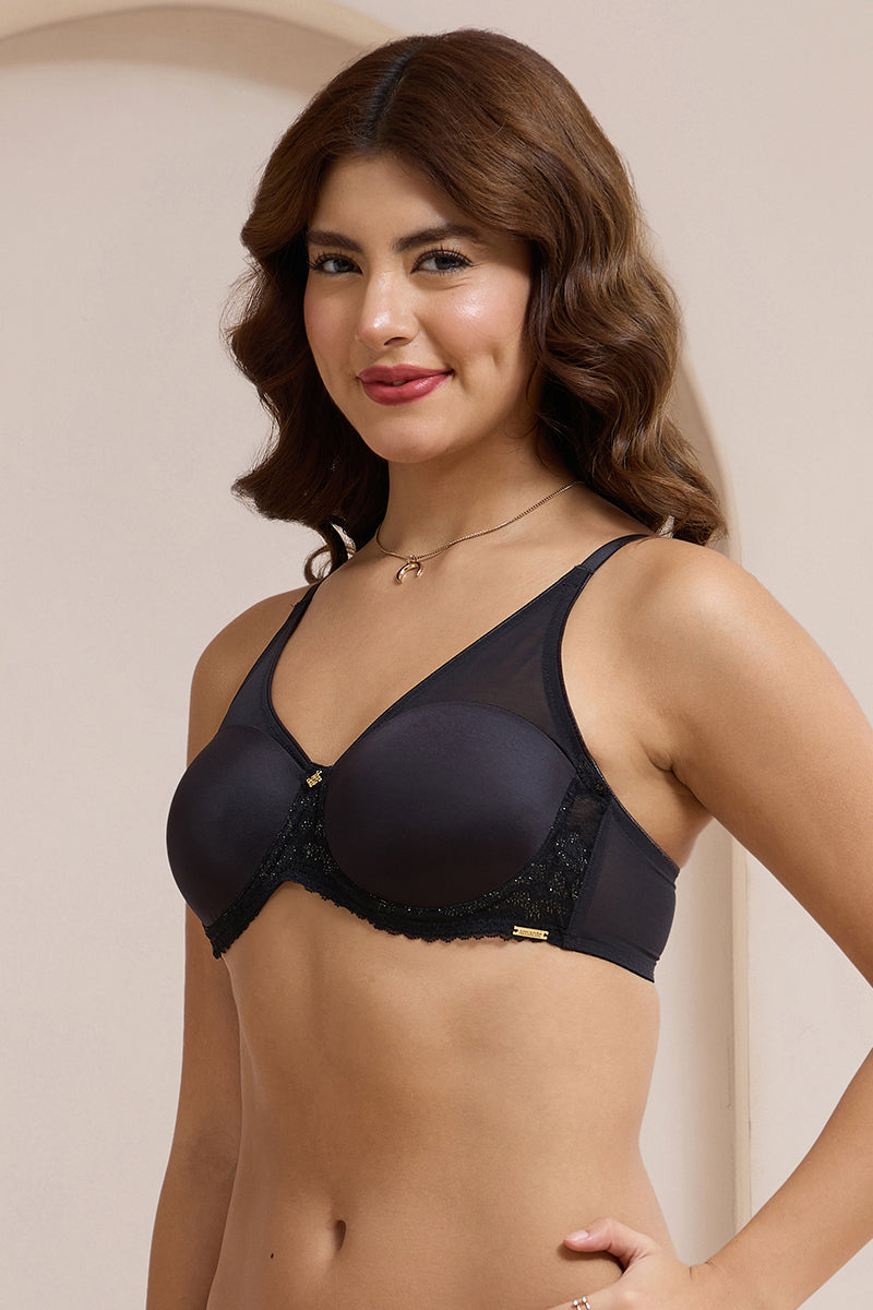 Glimmer Lace Padded Wired Bra - Black - Image 3 of 6
