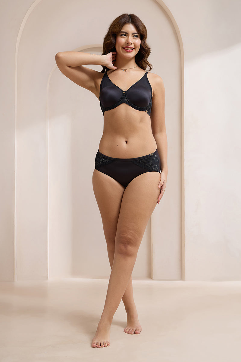 Glimmer Lace Padded Wired Bra - Black - Image 5 of 6