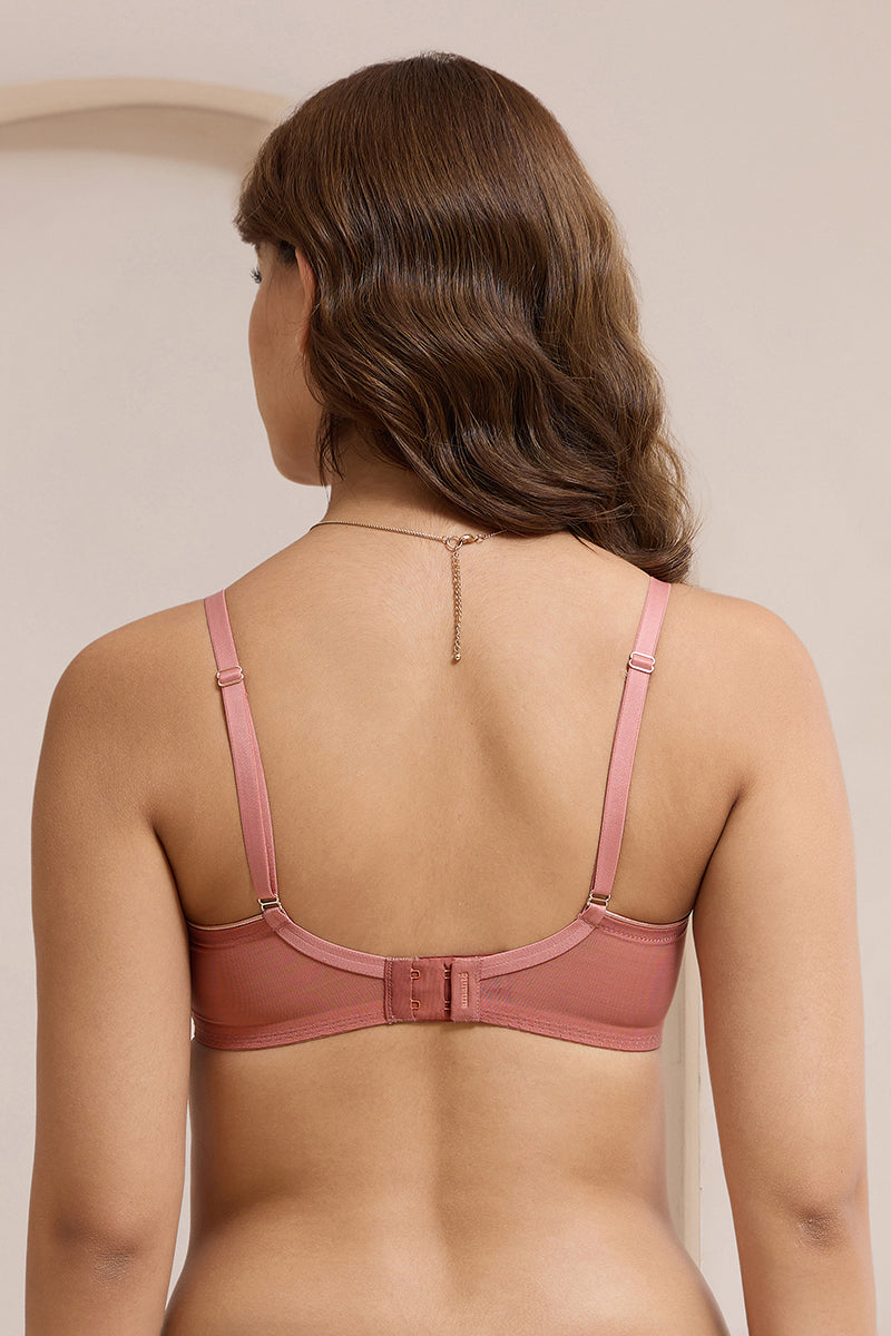Glimmer Lace Padded Wired Bra - Canyon Rose