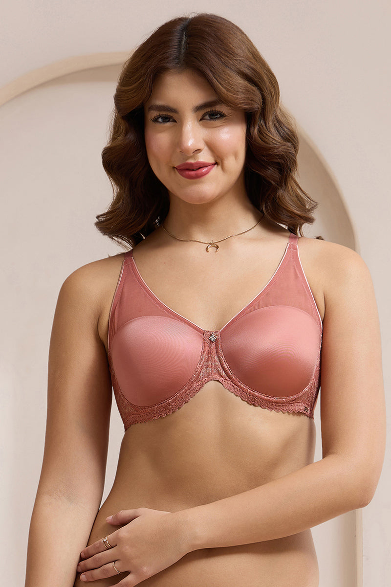 Glimmer Lace Padded Wired Bra - Canyon Rose - Image 1 of 6