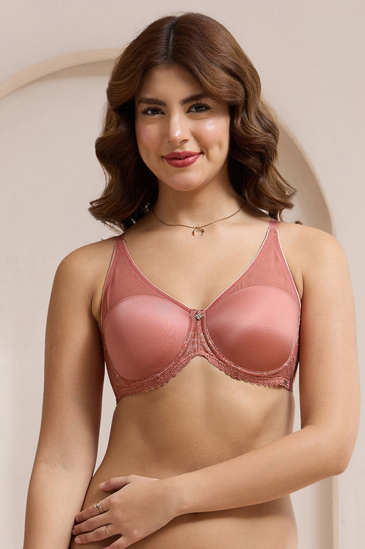 Glimmer Lace Padded Wired Bra - Canyon Rose