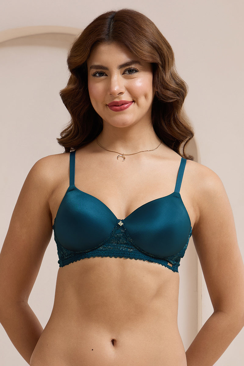 Glimmer Lace Padded Non-Wired T-Shirt Bra - Reflecting Pond - Image 1 of 7