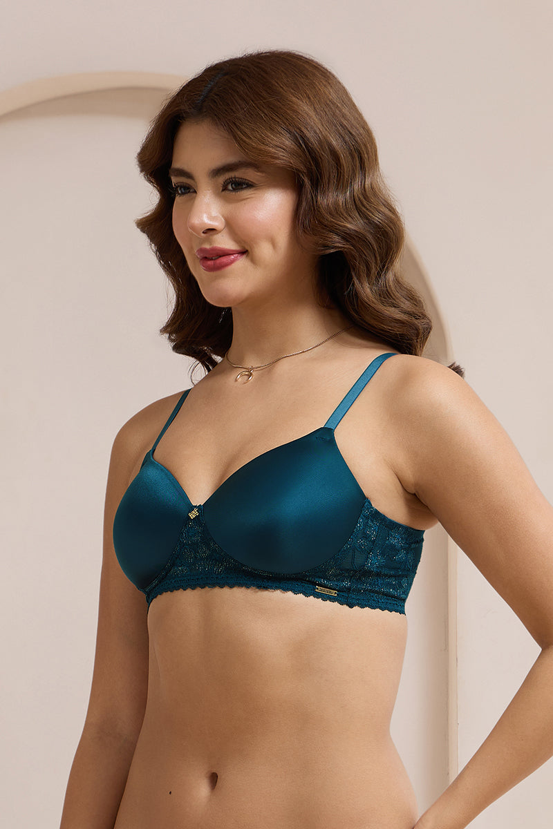 Glimmer Lace Padded Non-Wired T-Shirt Bra - Reflecting Pond - Image 3 of 7
