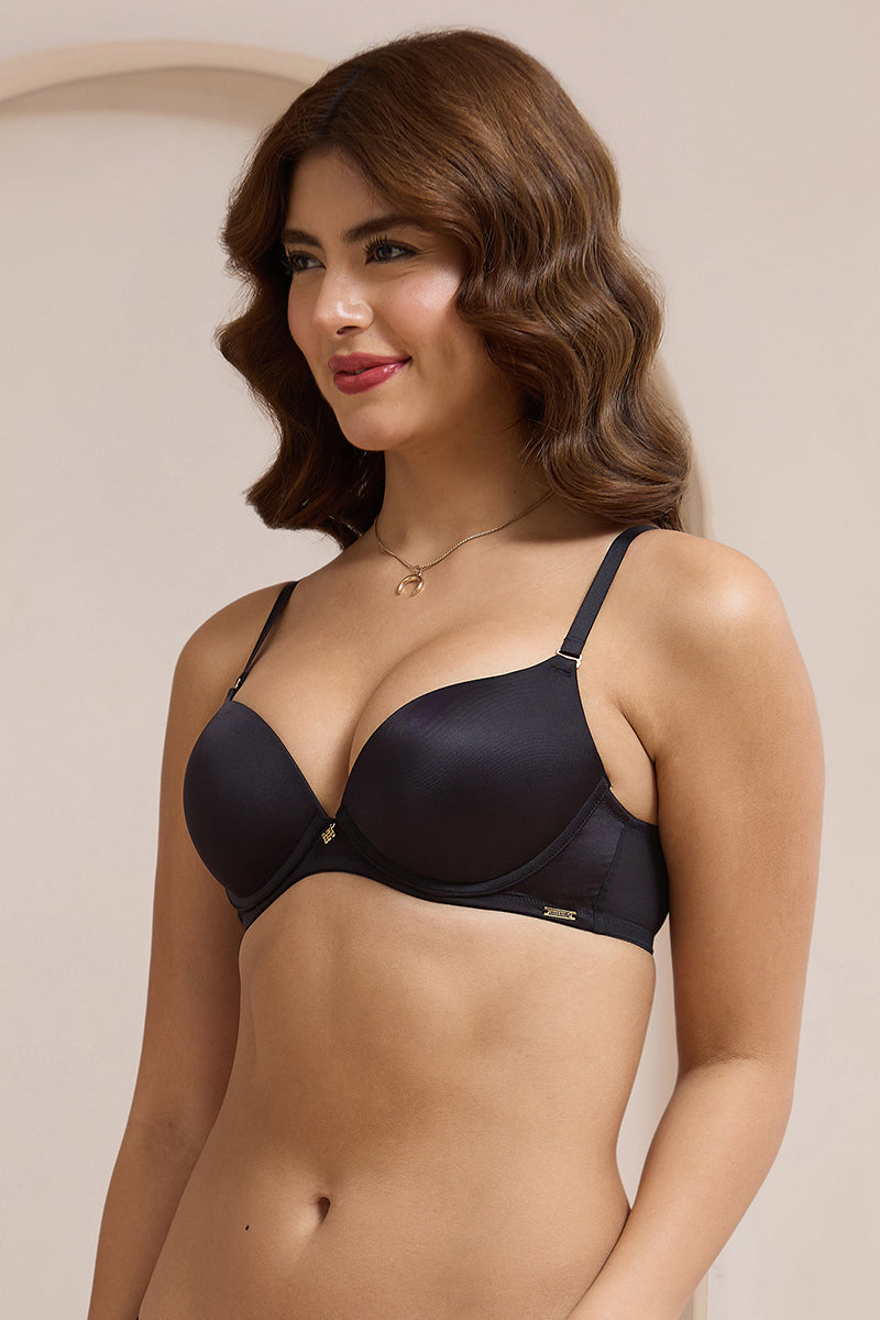 Glimmer Padded Wired Push-Up Bra - Black