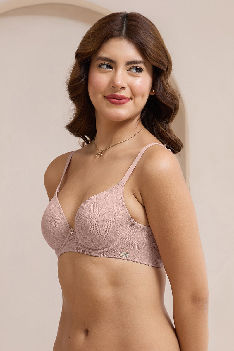 Lush Lace Padded Wired Bra - Misty Rose - Image 3 of 6