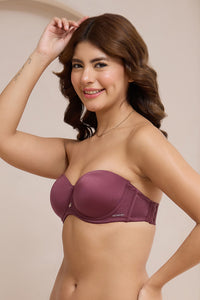 Radiant Padded Wired Strapless Bra - Burgandy thumbnail 6