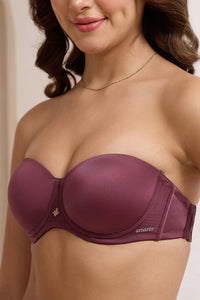 Radiant Padded Wired Strapless Bra - Burgandy thumbnail 7