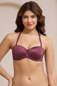 Radiant Padded Wired Strapless Bra - Burgandy thumbnail 3