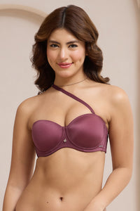 Radiant Padded Wired Strapless Bra - Burgandy thumbnail 4
