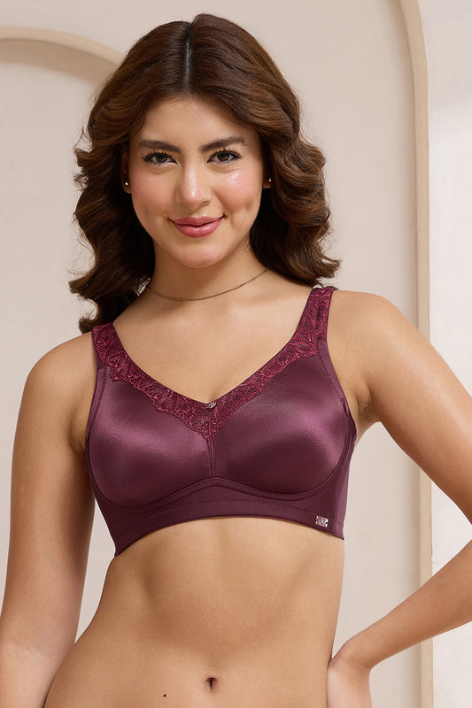 Radiant Curves Non-Padded Non-Wired Bra - Burgandy