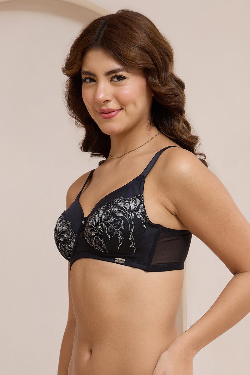 Radiant Lace Padded Non-Wired Bra - Black - Image 3 of 6