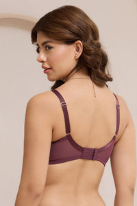 Radiant Lace Padded Non-Wired Bra - Burgandy thumbnail 2