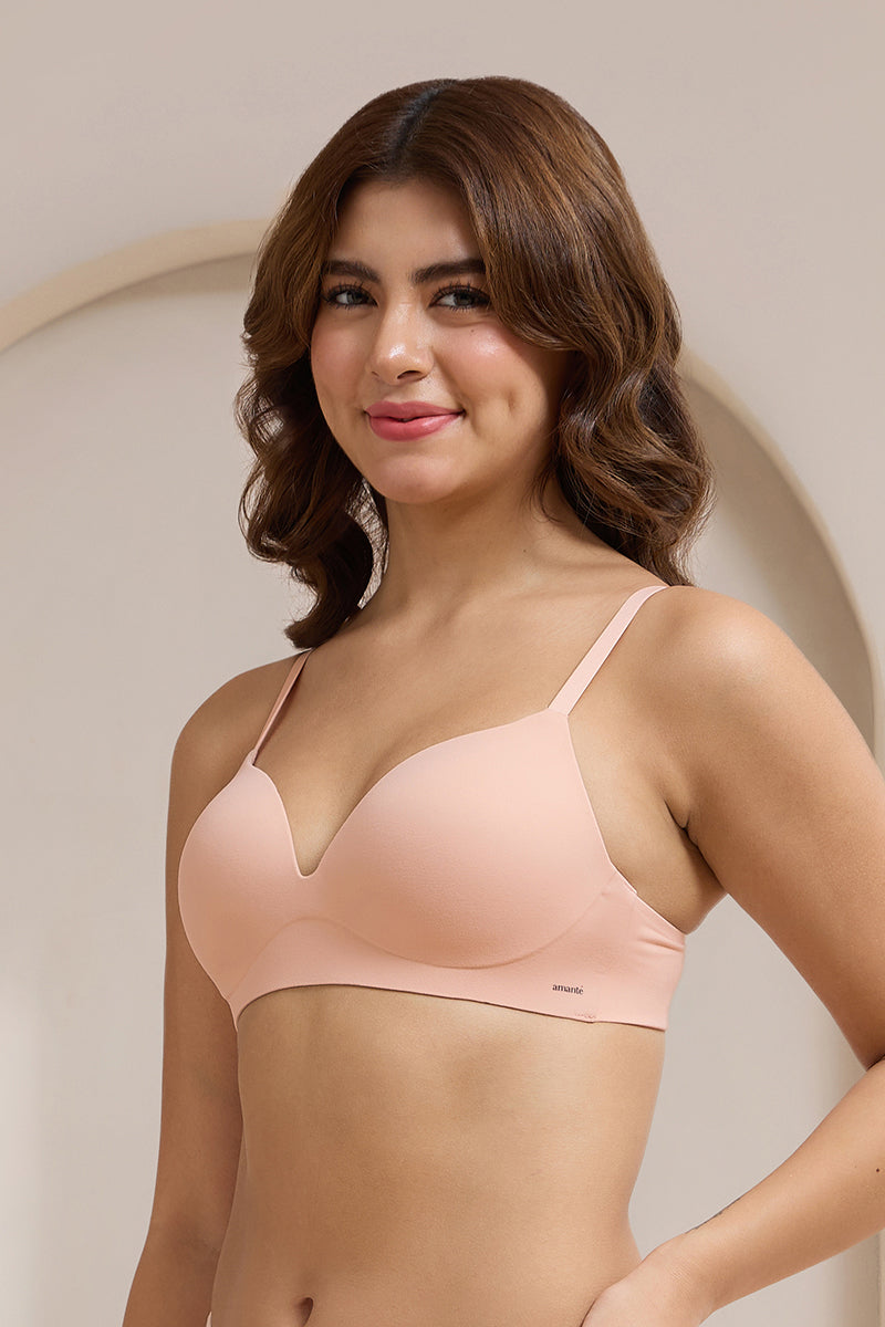 Bare’d Plunge Padded Non-Wired Bra - Cameo Rose