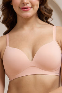 Bared Plunge Padded Non-Wired Bra - Cameo Rose thumbnail 4