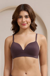 Bared Plunge Padded Non-Wired Bra - Fudge thumbnail 3