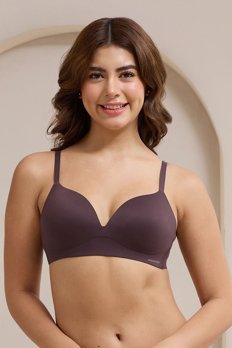 Bare’d Plunge Padded Non-Wired Bra - Fudge - Image 1 of 6