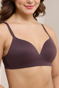 Bared Plunge Padded Non-Wired Bra - Fudge thumbnail 4