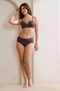 Bared Plunge Padded Non-Wired Bra - Fudge thumbnail 5