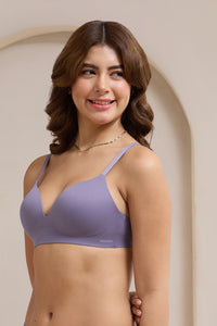 Bared Plunge Padded Non-Wired Bra - Purple Sage thumbnail 3