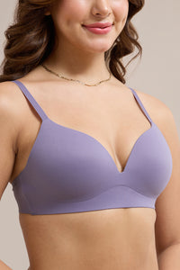 Bared Plunge Padded Non-Wired Bra - Purple Sage thumbnail 4