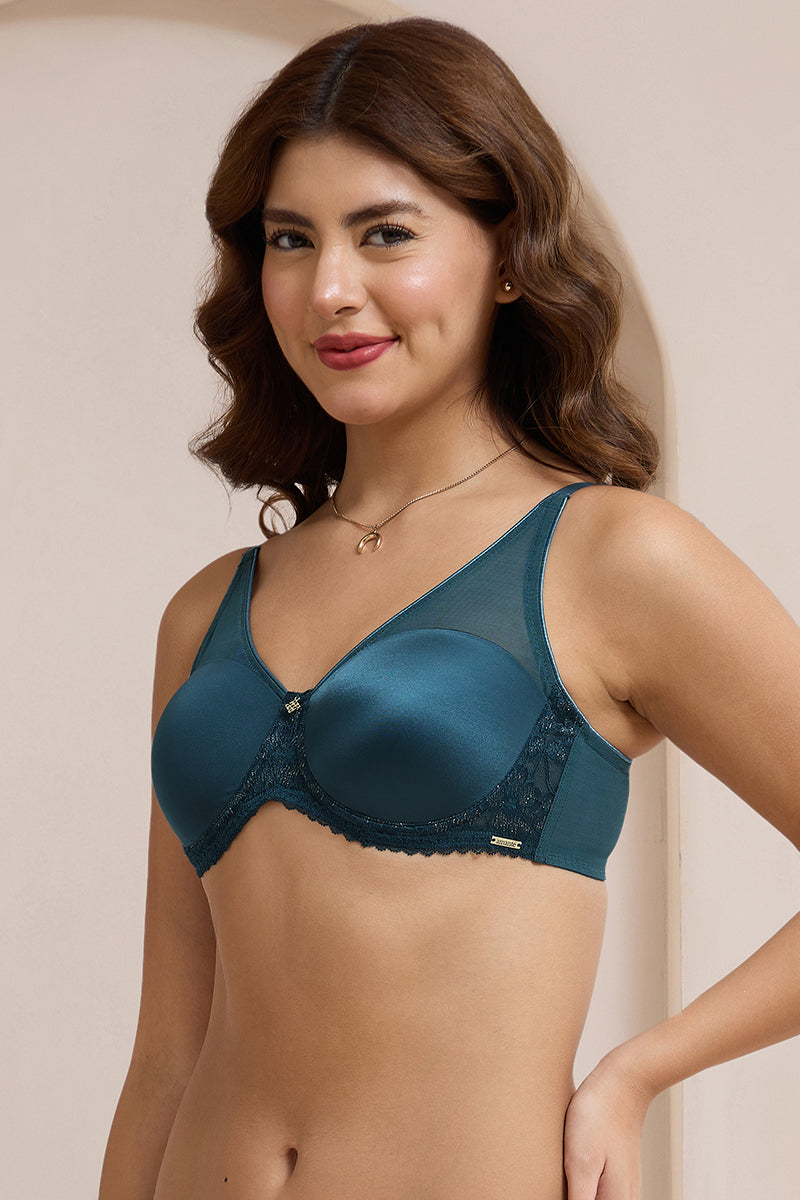 Glimmer Lace Padded Wired Bra - Reflecting Pond
