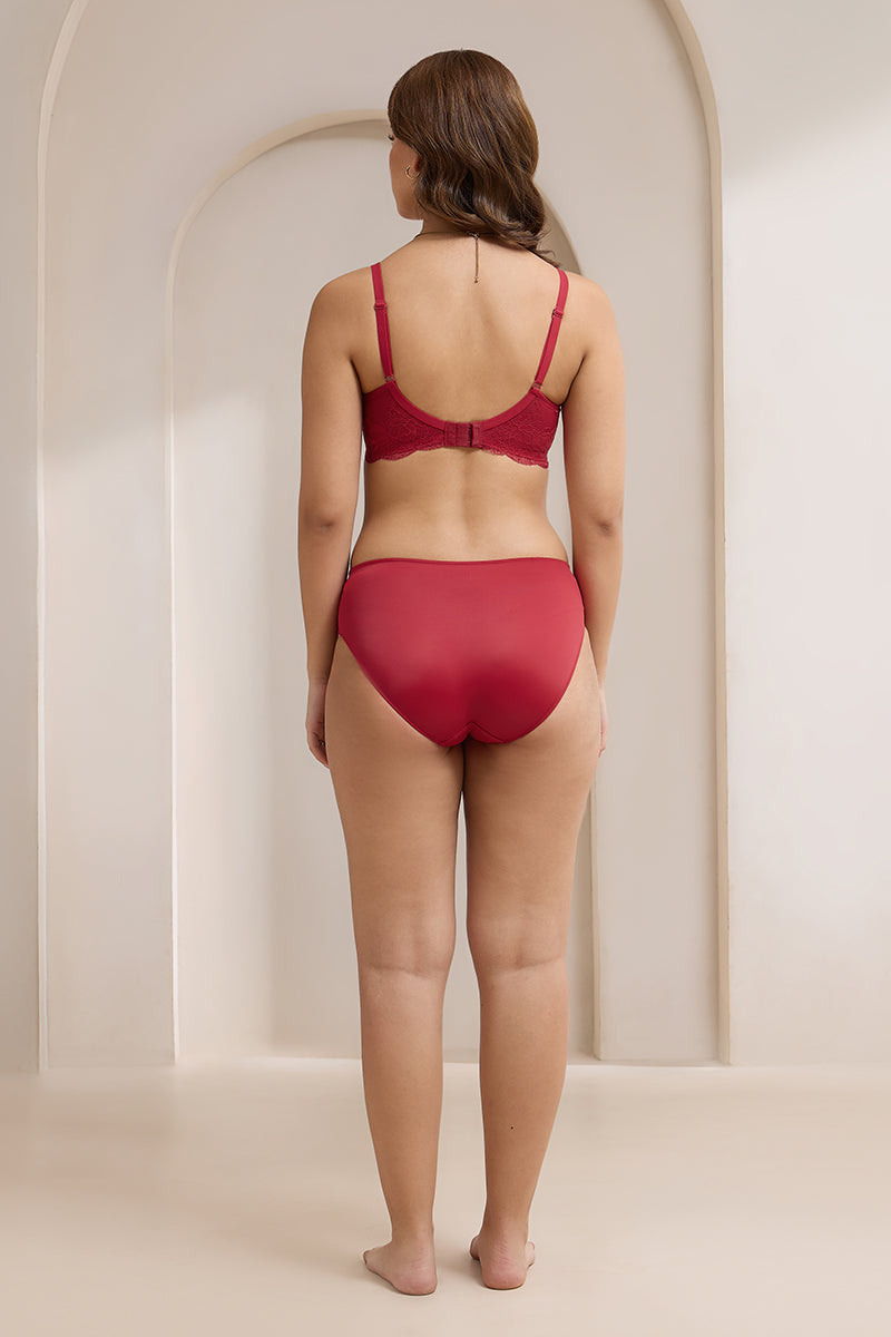 Lace Elegance Padded Non-Wired Bra - Jester Red