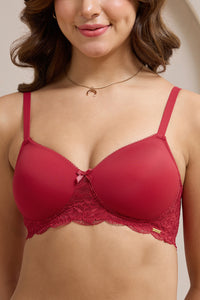 Lace Elegance Padded Non-Wired Bra - Jester Red thumbnail 4