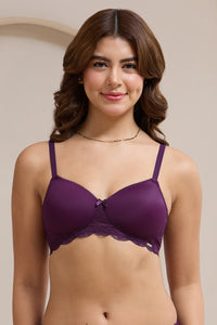 Lace Elegance Padded Non-Wired Bra - Pickled Beet - color option