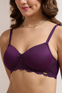 Lace Elegance Padded Non-Wired Bra - Pickled Beet thumbnail 4