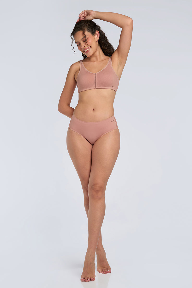 COTTON DAILY SUPPORT BRA - Cameo Brown