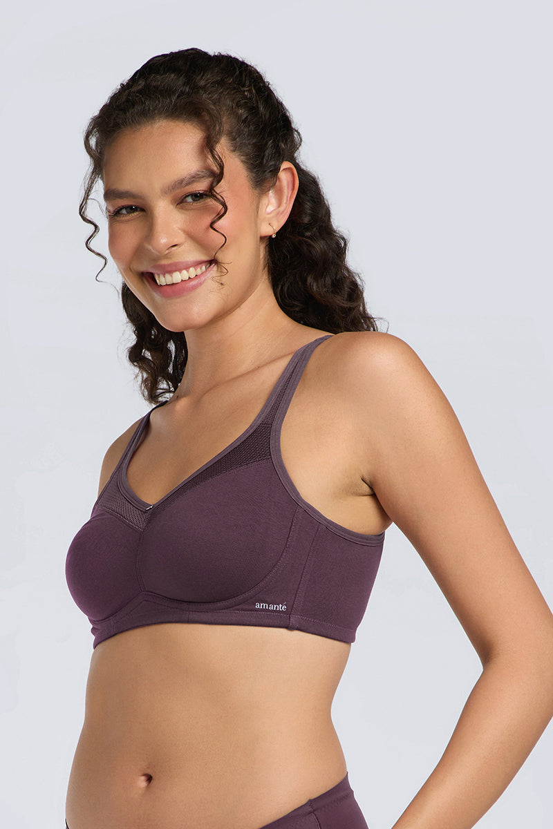 COTTON SMOOTH BACK BRA - FIG