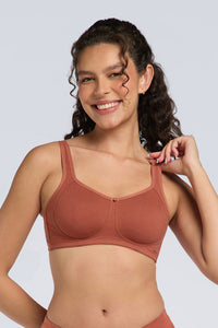 COTTON SUPPER SUPPORT BRA - BURNET BRICK thumbnail 1