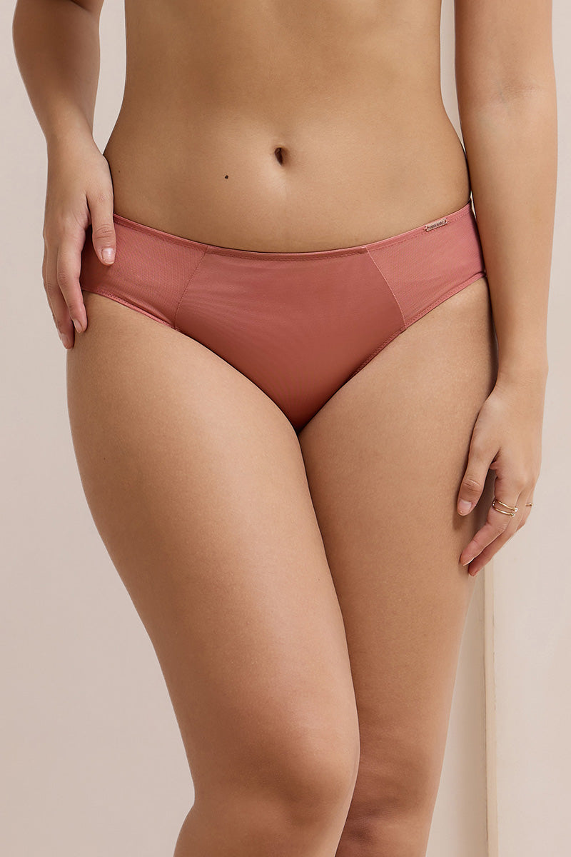 Glimmer Mesh Bikini Panty - Canyon Rose