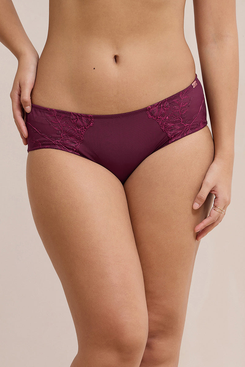 Radiant Hipster Panty - Burgandy - Image 1 of 5