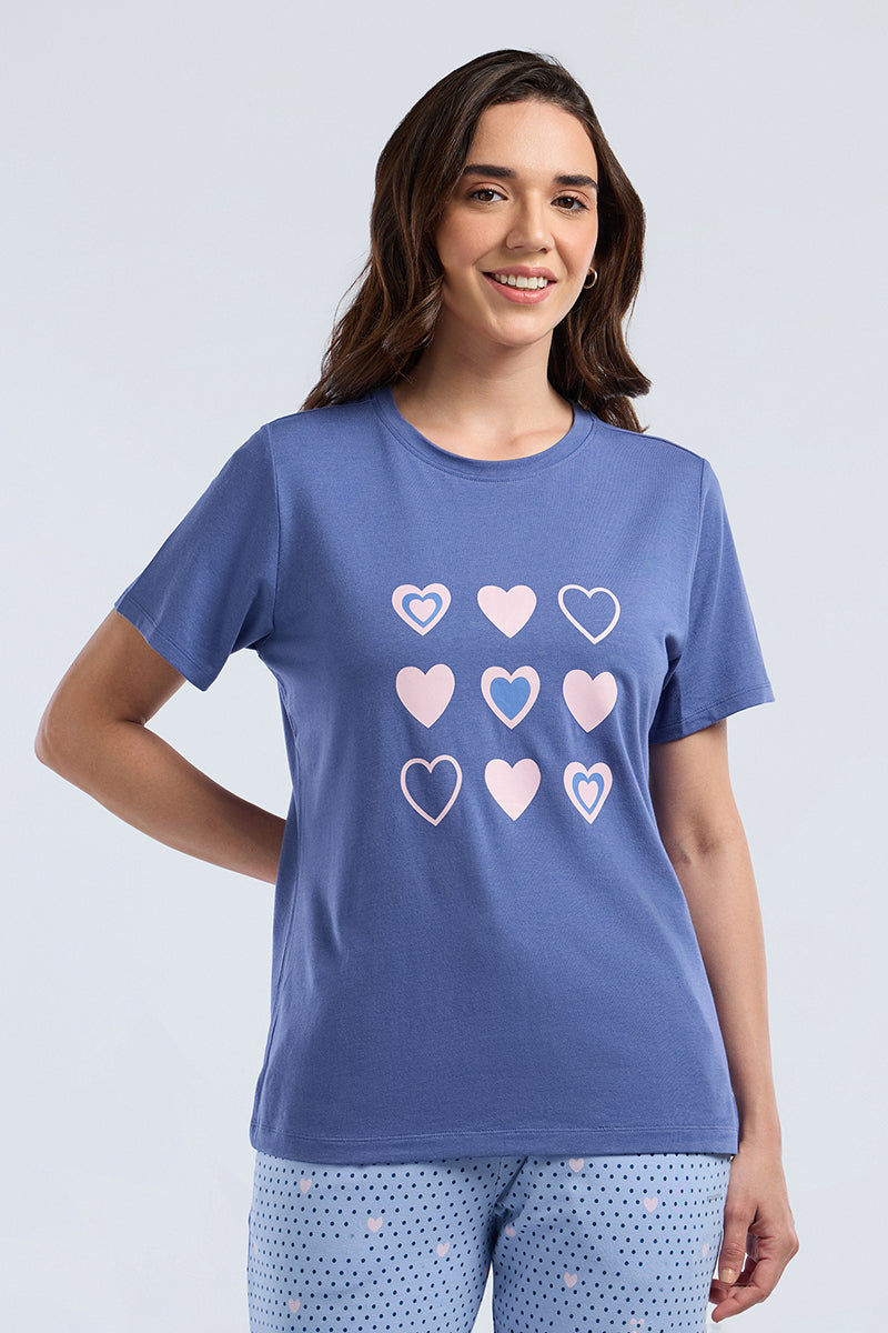 Scoop Neck Sleep Tee - Heart Parade Print