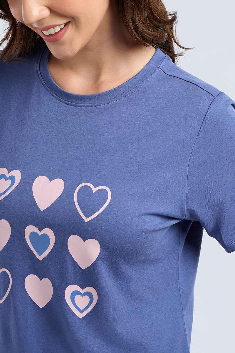 Scoop Neck Sleep Tee - Heart Parade Print - Image 5 of 7