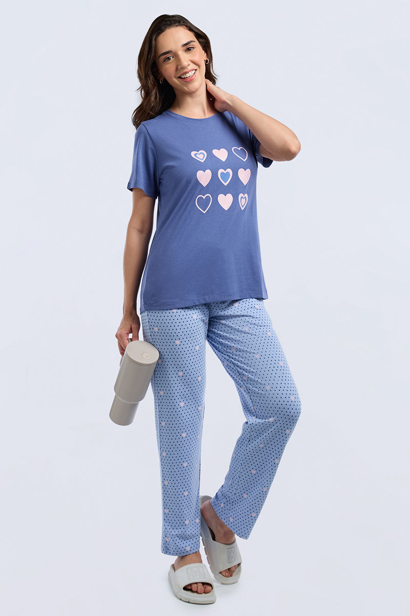 Scoop Neck Sleep Tee - Heart Parade Print