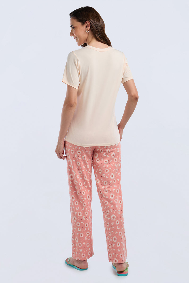 Scoop Neck Sleep Tee - Petal Sun Print - Image 1 of 7