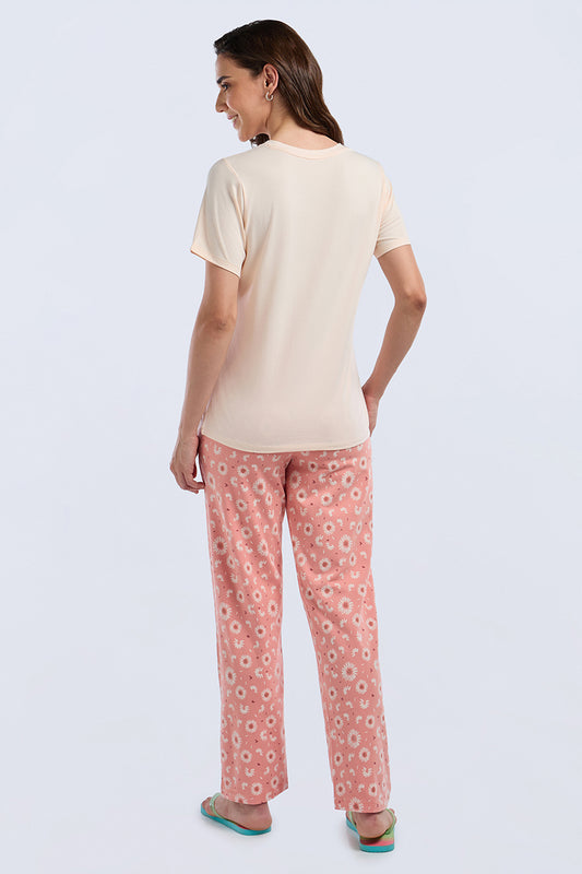 Scoop Neck Sleep Tee - Petal Sun Print