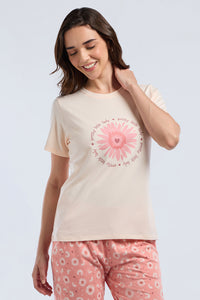 Scoop Neck Sleep Tee - Petal Sun Print thumbnail 1