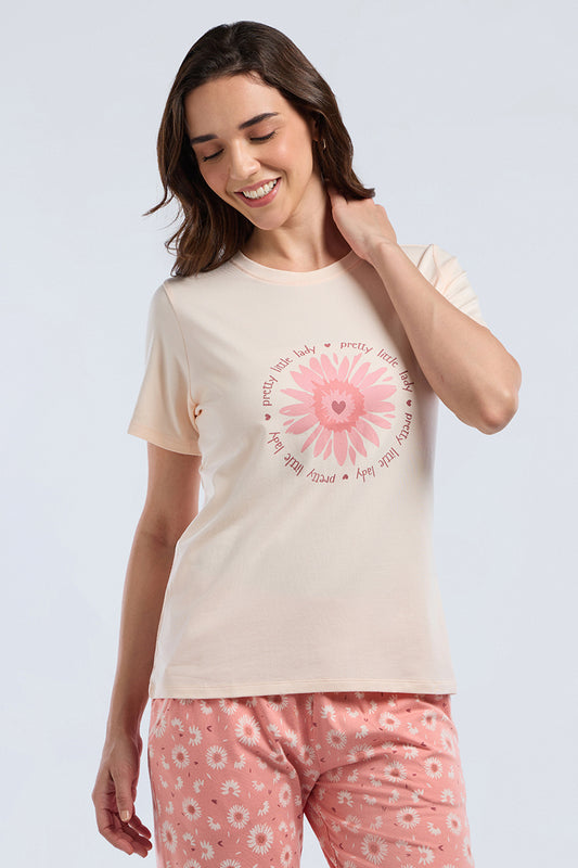 Scoop Neck Sleep Tee - Petal Sun Print