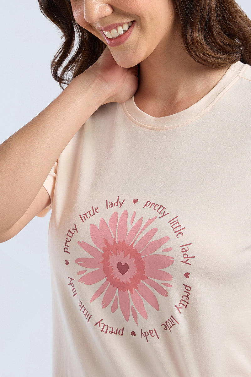 Scoop Neck Sleep Tee - Petal Sun Print - Image 5 of 7