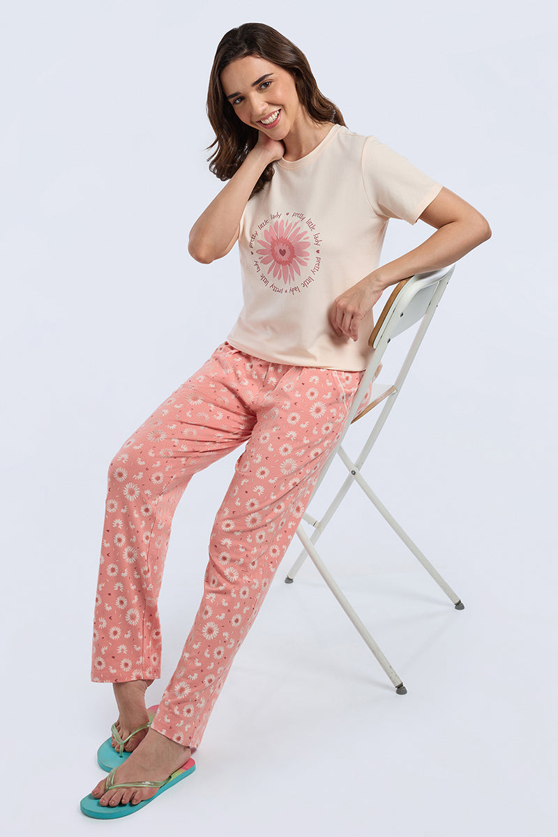 Scoop Neck Sleep Tee - Petal Sun Print