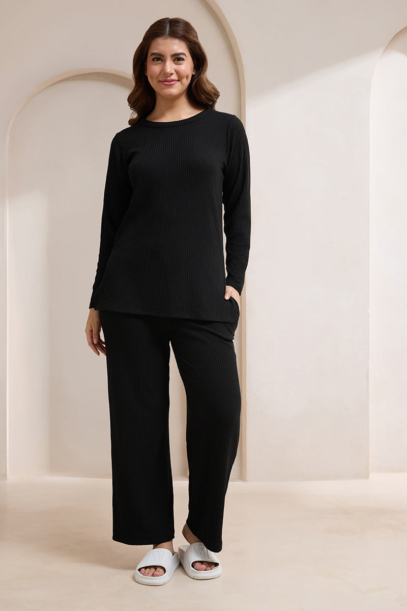 Blissful Rib Lounge Bottom - Storm Black