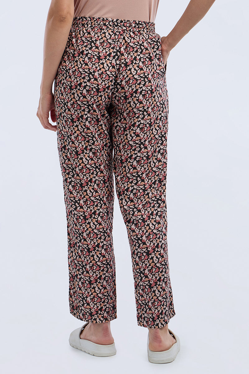 Full Length PJ Bottom - Peach Floral Print
