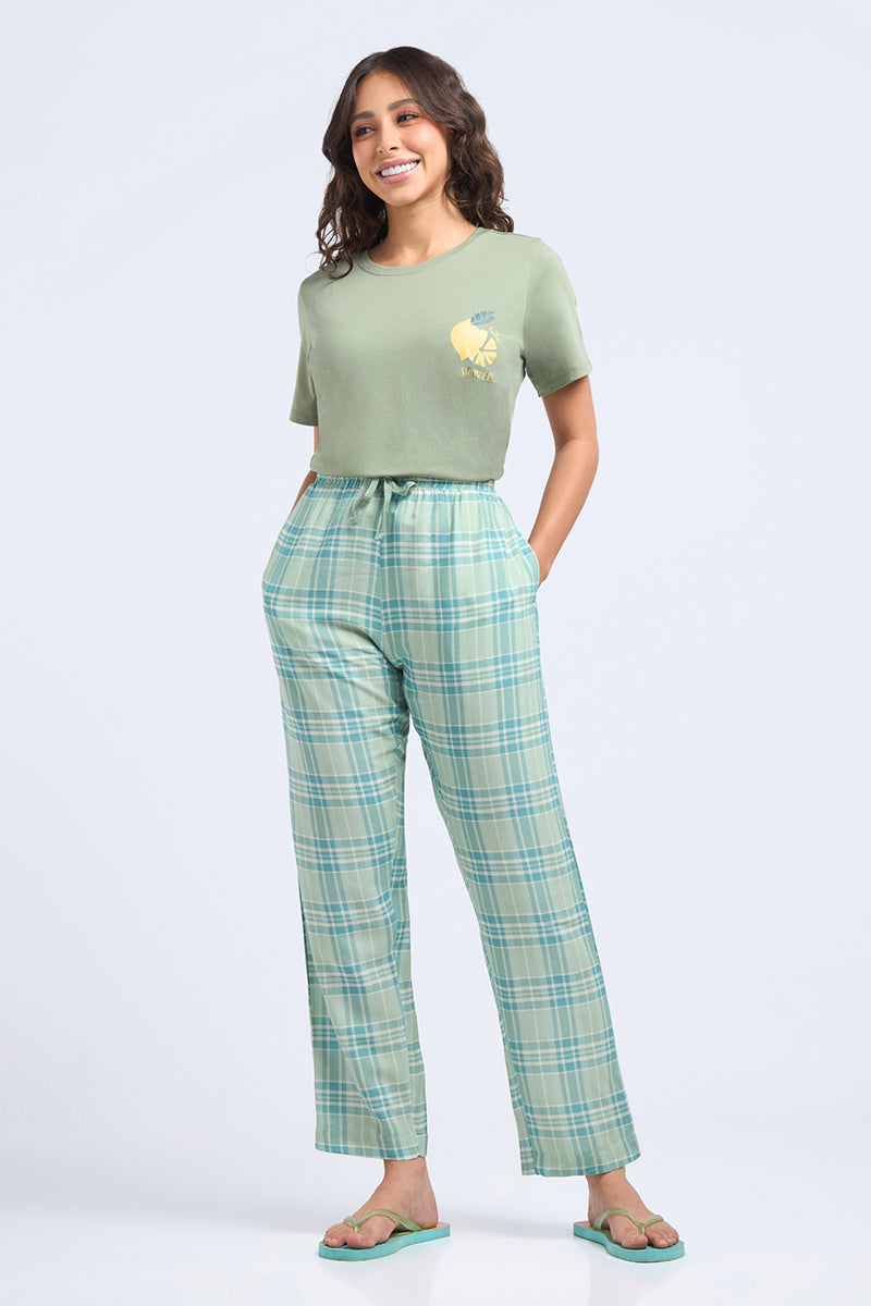 Full Length PJ Bottom - Chambray Checks Print