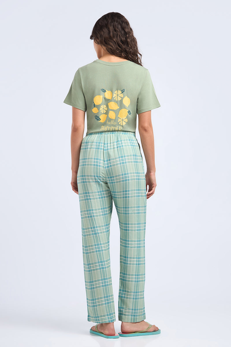 Full Length PJ Bottom - Chambray Checks Print - Image 6 of 6