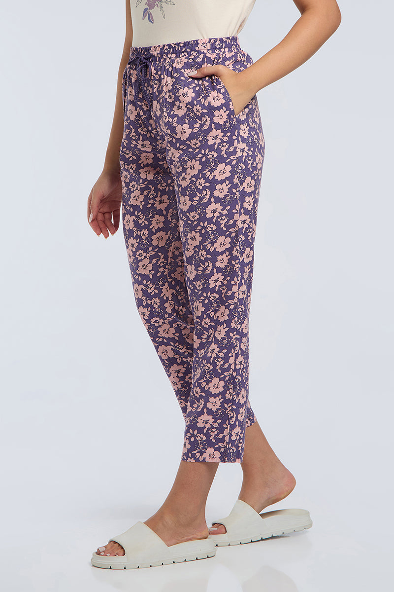 Full Length PJ Bottom - Grape Floral Print