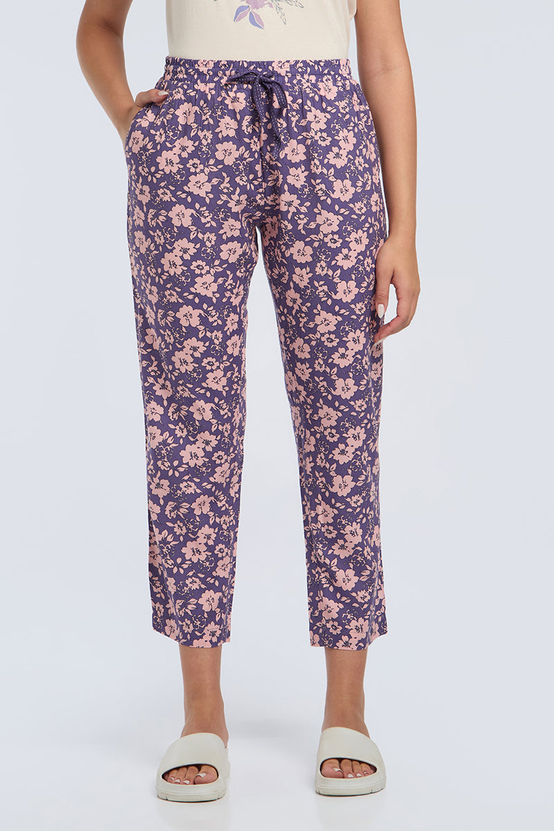 Full Length PJ Bottom - Grape Floral Print